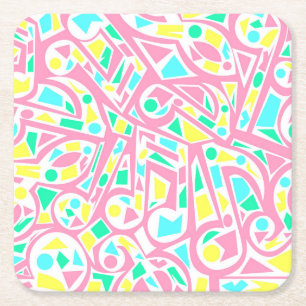 Porta-copo De Papel Quadrado Notas de música Abstrato legal e colorida