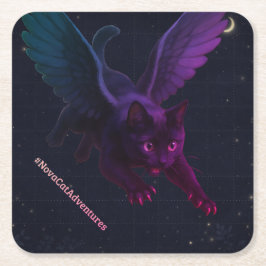 Porta-copo De Papel Quadrado #NovaCatAdventures winged v2 Paper Coaster