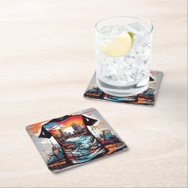 Porta-copo De Papel Quadrado Nueva York, graffiti.