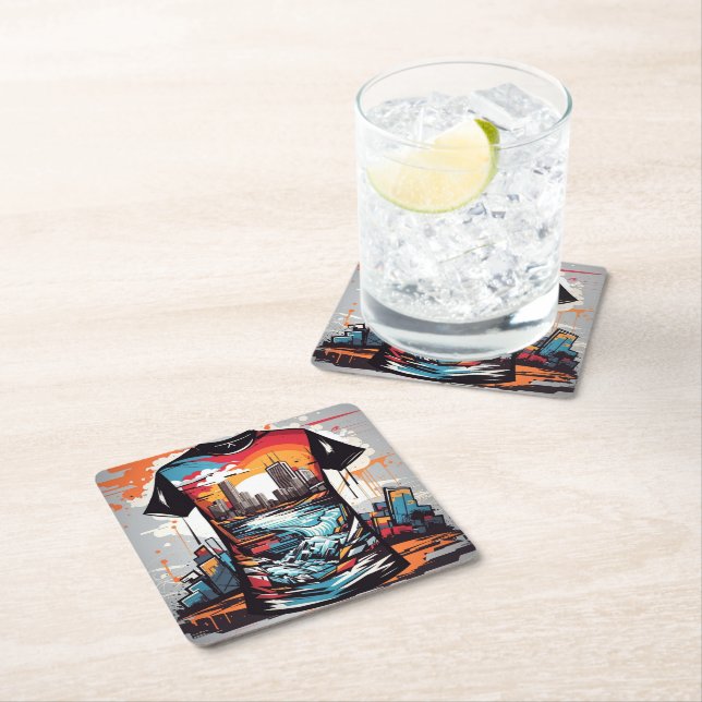 Porta-copo De Papel Quadrado Nueva York, graffiti. (Insitu)