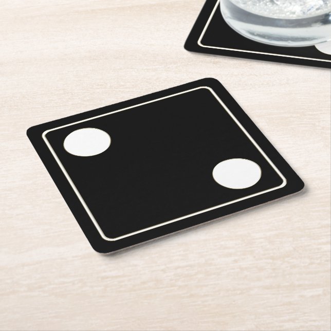 Porta-copo De Papel Quadrado Números DICE de pílulas brancas 2 + seu backgr. (Inclinado)