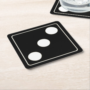 Porta-copo De Papel Quadrado Números DICE de pílulas brancas 3 + seu backgr.