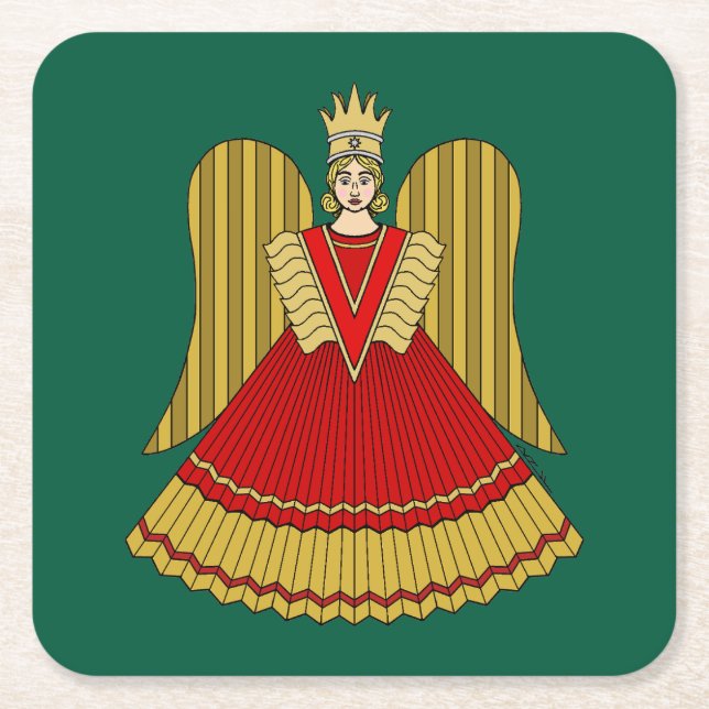 Porta-copo De Papel Quadrado Nuremberg Christmas Angel (Frente)