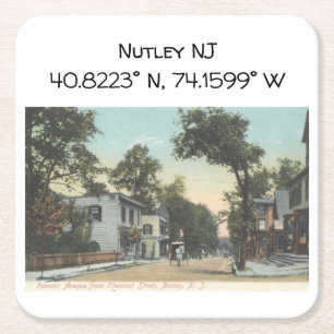 Porta-copo De Papel Quadrado Nutley NJ Map Coordena o Estilo de Vintagem 1906