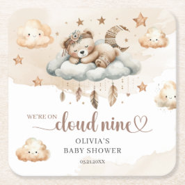 Porta-copo De Papel Quadrado Nuvem de ursos neutra do gênero Watercolor 9 9