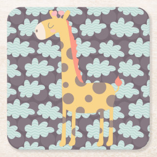 Porta-copo De Papel Quadrado Nuvens e Girafas