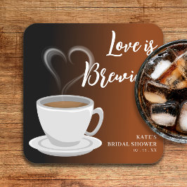 Porta-copo De Papel Quadrado O Amor Está Cozinhando Chávena de Chá e Preto Chá 