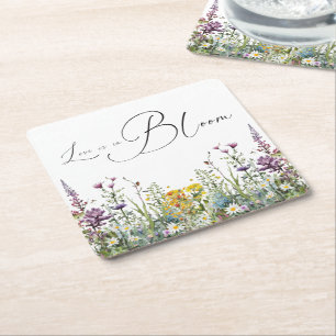 Porta-copo De Papel Quadrado O Amor Está em Flor, Buquê de Flores Silvestres Ch