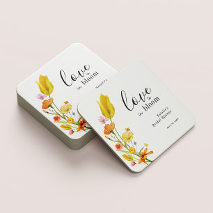 Porta-copo De Papel Quadrado O amor está em flor Chuva de Primavera de Noiva