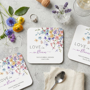 Porta-copo De Papel Quadrado O amor está em flor Dragões Chá de Noiva
