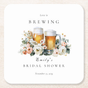 Porta-copo De Papel Quadrado O Amor Está Fazendo Cerveja Chuveiro de Noiva