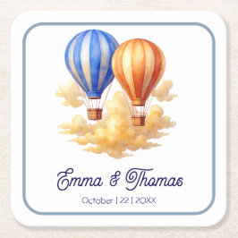 Porta-copo De Papel Quadrado O amor está no Viagem do Air Hot Air Balloon