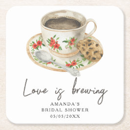 Porta-copo De Papel Quadrado O amor está preparando o chá de panela de café