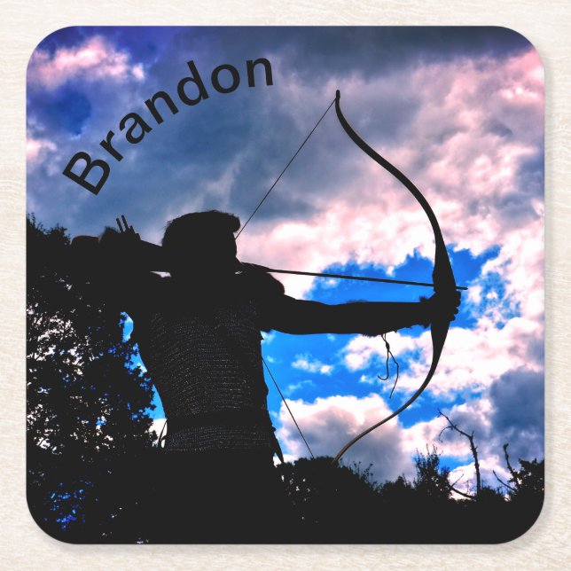 Porta-copo De Papel Quadrado O arqueiro (Frente)