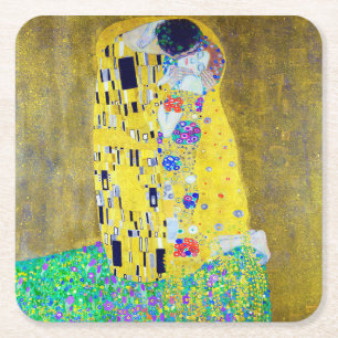 Porta-copo De Papel Quadrado O Beijo, Gustav Klimt