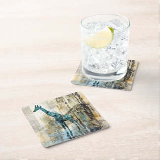 Porta-copo De Papel Quadrado O Blue Giraffe em Paris Coaster