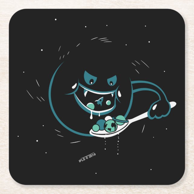 Porta-copo De Papel Quadrado O buraco negro devora (Frente)