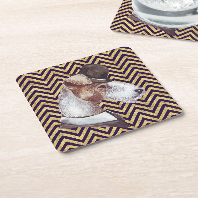 Porta-copo De Papel Quadrado O Cavalheiro Airedale (Inclinado)