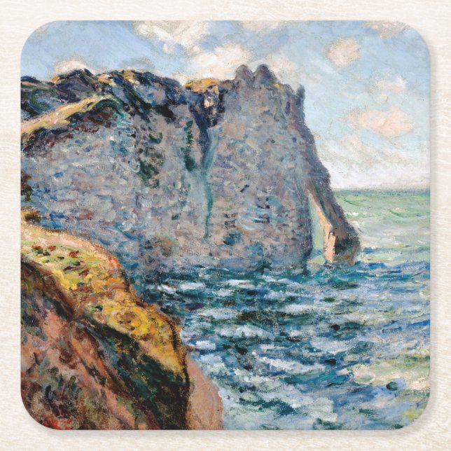 Porta-copo De Papel Quadrado O Cliff do Aval, Monet (Frente)