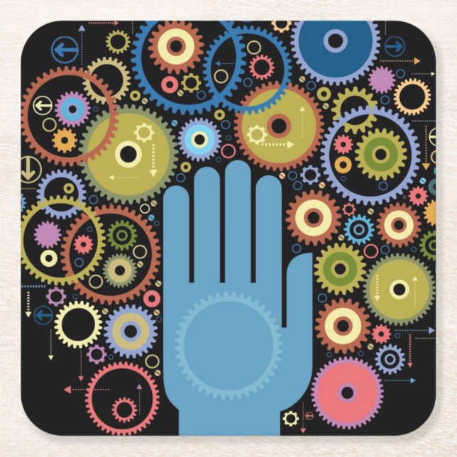 Porta-copo De Papel Quadrado O conceito do movimento (Frente)