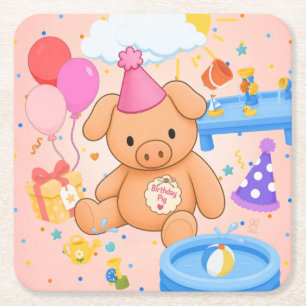 Porta-copo De Papel Quadrado O conto de fadas cor-de-rosa Splashtastic! do Hamh
