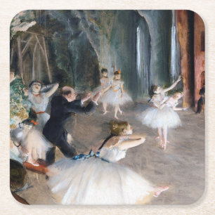 Porta-copo De Papel Quadrado O ensaio no palco, Edgar Degas