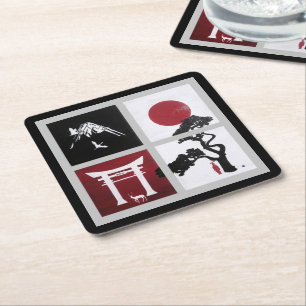 Porta-copo De Papel Quadrado O Espírito Japonês Pintura por Alfred Fox