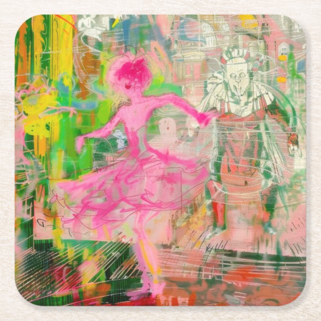 Porta-copo De Papel Quadrado O Falador - Caos do Balé Neon (Frente)