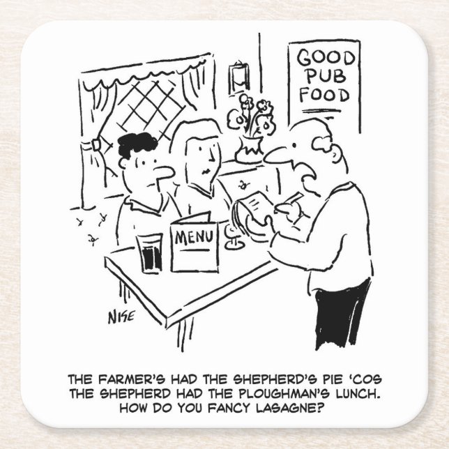 Porta-copo De Papel Quadrado O fazendeiro tinha a torta do pastor (Frente)
