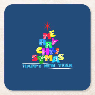 Porta-copo De Papel Quadrado O feliz ano novo do Feliz Natal
