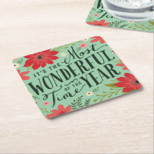Porta-copo De Papel Quadrado O Floral de Férias do Ano Mais Maravilhoso