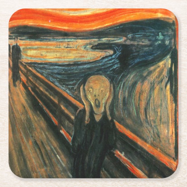 Porta-copo De Papel Quadrado O Gritar Edvard Munch Modern Expressionist Art (Frente)