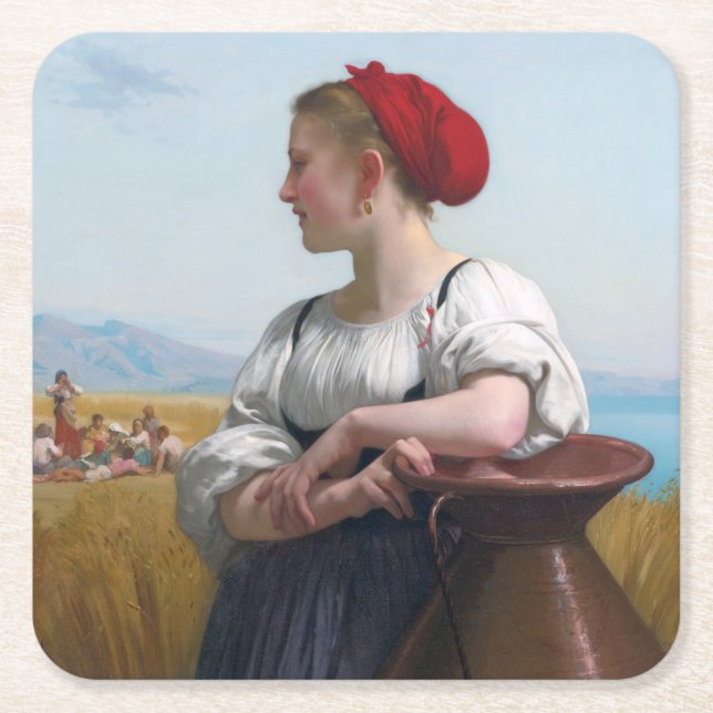 Porta-copo De Papel Quadrado O Harvester, Bouguereau (Frente)