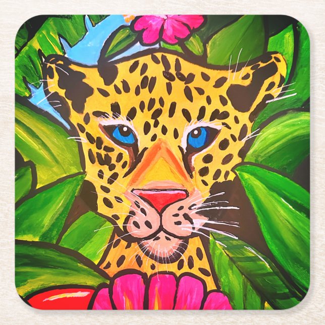 Porta-copo De Papel Quadrado O jaguar (Frente)