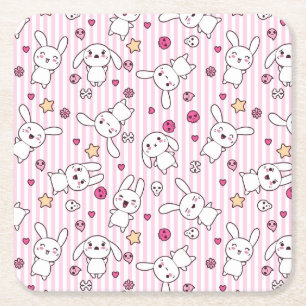 Porta-copo De Papel Quadrado o kawaii listra o teste padrão