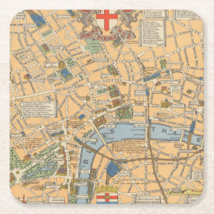 Porta-copo De Papel Quadrado O mapa das crianças de Londres, Inglaterra