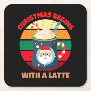 PORTA-COPO DE PAPEL QUADRADO O NATAL COMEÇA COM UM LATTE