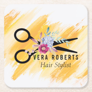 Porta-copo De Papel Quadrado O ouro do cabeleireiro Scissor & salão de beleza