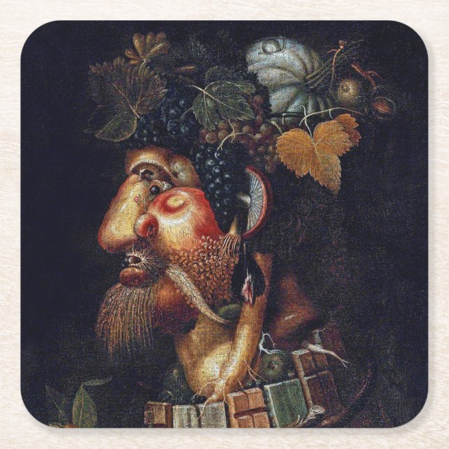 Porta-copo De Papel Quadrado O outono, Arcimboldo (Frente)