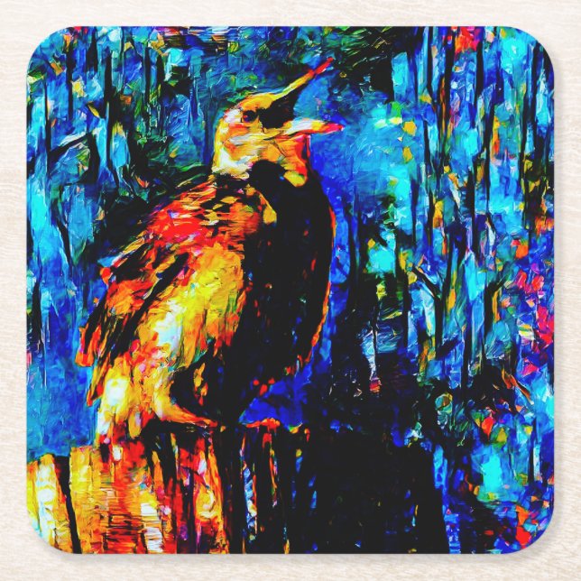 Porta-copo De Papel Quadrado O pássaro Solitário 2 (Frente)