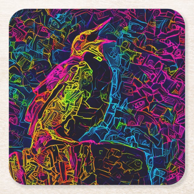 Porta-copo De Papel Quadrado O pássaro Solitário 3 (Frente)