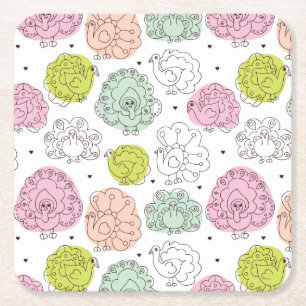 Porta-copo De Papel Quadrado o pavão caçoa o vintage do papel de parede