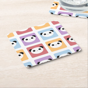 Porta-copo De Papel Quadrado O pop colorido da panda de Kawaii esquadra o teste
