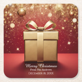 Porta-copo De Papel Quadrado O Presente de Natal Real em Ouro