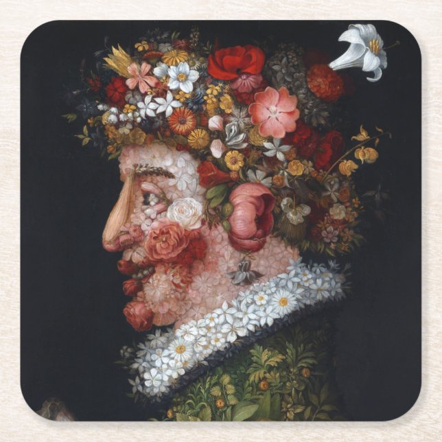 Porta-copo De Papel Quadrado O Primavera, Arcimboldo (Frente)