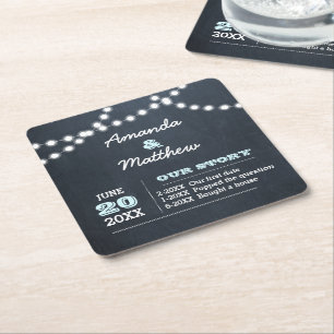 Porta-copo De Papel Quadrado O quadro ilumina o casamento personalizado Aqua