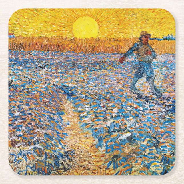 Porta-copo De Papel Quadrado O Sower, Van Gogh (Frente)