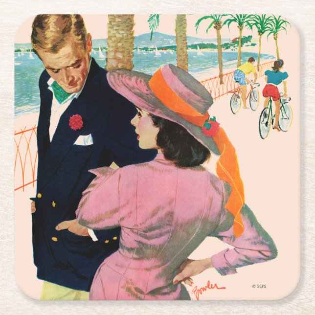 Porta-copo De Papel Quadrado O Stategy do amor (Frente)