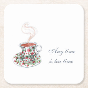 Porta-copo De Papel Quadrado O tempo todo é hora de chá Tea Slogan Cote Vinta