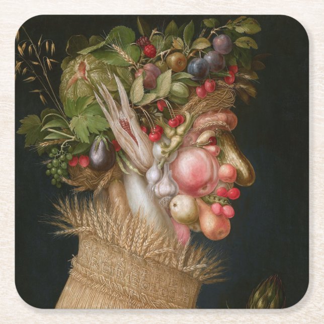 Porta-copo De Papel Quadrado O Verão, Arcimboldo (Frente)